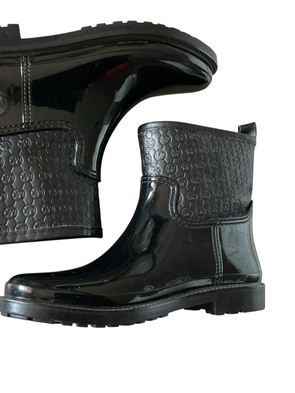 Michael Kors women’s Blakeley logo embossed ankle rain boots black size 8